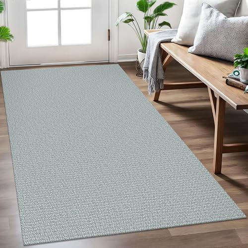 Washable Entryway Rug, Non Slip Area Rug, 3x5 Ft, Turquoise/Gray | Washable Braided Mudroom Rug, Non Slip Rubber Dot Backed, For Kitchen, Foyer, Front Door, Porch, Bathroom, Bedroom - color: Turquoise/Gray, size: 3' x 5' (Rectangular)