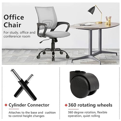 PayLessHere Office Computer Chair Ergonomic Cheap Desk Chair Adjustable Comfortable Mid Back Task Rolling Swivel with Lumbar Support for Home Office (Pack of 1, Grey) - color: Grey, style: pack of 1