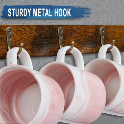 Huxitocan Wall Mount Coffee Mug Holder - Rustic Wood and Iron, Holds Up to 24 Mugs (3Pack) for Kitchen, Home, Coffee Bar - size: 6-tier