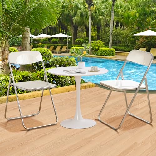 JPBSTO 10 Pack White Plastic Folding Chairs - Bulk Value Stackable for Wedding Banquet, Event Rental, Large Venue (300lb Capacity) - color: White, size: 10-Pack