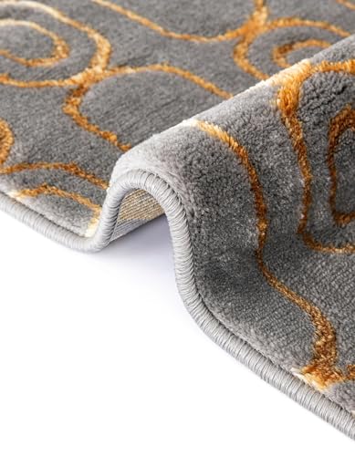 Rugs.com Vogue Geo Collection Rug – 2x3 Gray Medium-Pile Rug Perfect for Entryways, Kitchens, Breakfast Nooks, Accent Pieces - color: Gray and Gold, size: 2' x 3' Rectangular