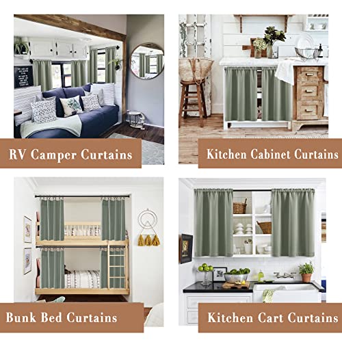 XTMYI Bathroom Curtains Window,Eucalyptus Sage Green Waterproof Small Tier Boho Kitchen Curtains,24 Inch Length Sets of 2 - color: Sage Green, size: 30"W x 24"L (Pack of 2)