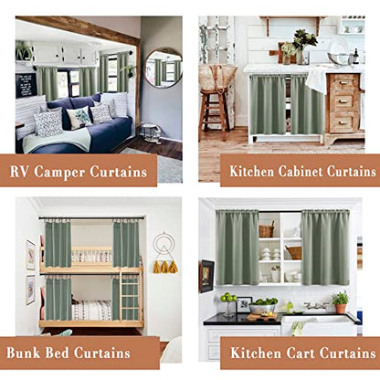 XTMYI Bathroom Curtains Window,Eucalyptus Sage Green Waterproof Small Tier Boho Kitchen Curtains,24 Inch Length Sets of 2 - color: Sage Green, size: 30"W x 24"L (Pack of 2)