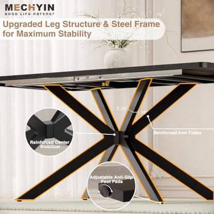 Extendable Dining Room Table for 4 6 8,55"-70" Kitchen Table Butterfly Leaf | Simply Flip Leaf Expandable Rectangle Dining Table Large Wood Table Space Saving Kitchen Dining Living Room Modern Black - color: Butterfly Leaf 55"-71" Black