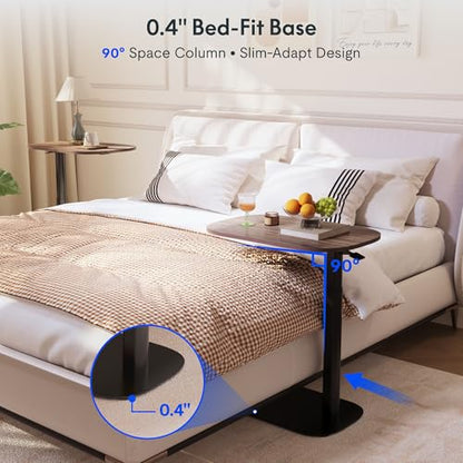 FLEXISPOT 24''Adjustable C Table Gas Spring Mobile Side End Table | Adjustable C table with Wheels, Bedside table for sofa and couch. Laptop Rolling Cart TV Tray, 23.6" W x 13.8" D,Rustic Brown - color: Rustic Brown, size: 24x14