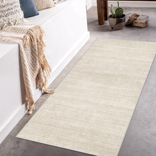 Art&Tuft 2x5 Runner Rug Non Slip, Washable Rug Runners for Hallways,Beige | Low Pile, Sripe Soft & Lighweight, Folable, Stain Resistant 5ft Carpet Runners for Entryway,Kitchen,Living Room,Bedroom - color: Stripe-beige, size: 2' X 5'
