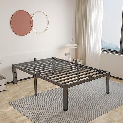 ROIL 16 Inch Twin Bed Frame with Rounded Corner & 4 Mattress Baffles | Easy Assembly, Noise Free, 3500LBS Load Capacity,No Box Spring Needed, 14.4" Storage Space, Headboard Hole, Heavy Duty Steel - size: Twin, style: 16 Inch