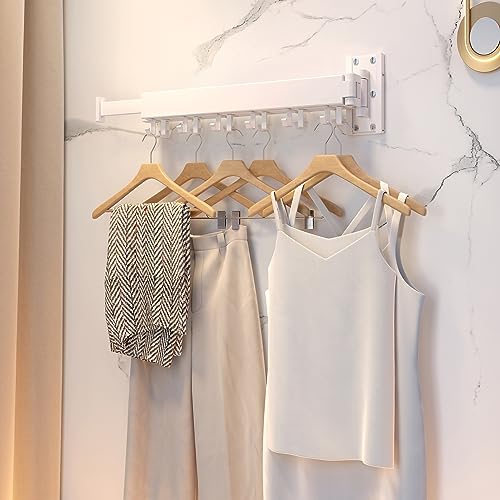 ZdwCyl Clothes Drying Rack,Laundry Space Saver Wall Mounted,Retractable,Collapsible(Tri-Fold), White Color Rack Clothing - color: White-basic