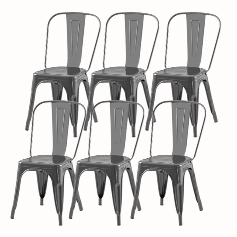Metal Kitchen Chairs Set of 6 Deepspace Grey Color | Industrial Stackable Metal Chairs for Kitchen Dining Rooms Cafes Restaurant Outdoor - color: Deepspace Grey