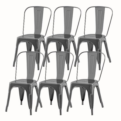 Metal Kitchen Chairs Set of 6 Deepspace Grey Color | Industrial Stackable Metal Chairs for Kitchen Dining Rooms Cafes Restaurant Outdoor - color: Deepspace Grey