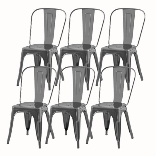 Metal Kitchen Chairs Set of 6 Deepspace Grey Color | Industrial Stackable Metal Chairs for Kitchen Dining Rooms Cafes Restaurant Outdoor - color: Deepspace Grey