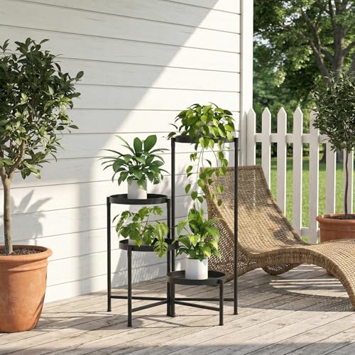 aboxoo 4 Tier Metal Plant Stand Modern NEW, Indoor Outdoor Multi-Tiered Plant Stand Display Tray, Flower Pot Stand for Indoor Home Outdoor Patio Balcony Yard - size: 4 Tier