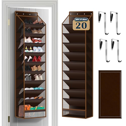 10 - Pocket Over - the - Door Hanging Shoe Organizers & Rack, Made of Sturdy 600D Oxford + Non - Woven Fabric, Space - Saving Storage for Shoes, Boots & More (Dark coffee color) - color: Dark coffee color