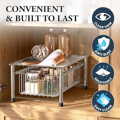 Simple Houseware Stackable Basket Drawer, Chrome - color: Chrome, size: 1-tier