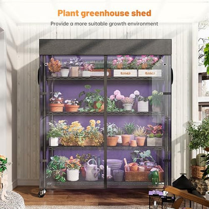REIBII 72.8"H 5-Tier Heavy Duty Storage Shelving with Cover & Wheels,Pantry | 35''W x 16''D, Waterproof UV-resistant cover, Lockable wheels, Height adjustable, Tool-free assembly, Garage/kitchen/patio - size: 35" W x 16" D x 72.8" H