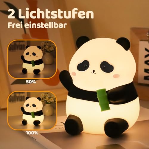 Rytinazzz Silicone Night Light for Kids, 50H Long Battery Panda Lamp, Gift for Kids, Soft Dimmable Bedside Light, Rechargeable Tap Control - color: Panda