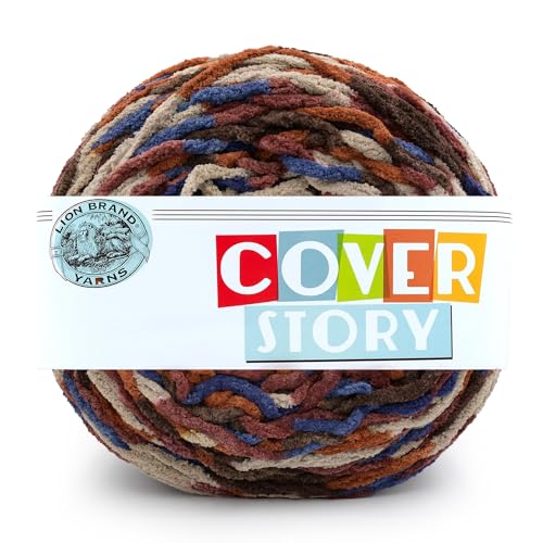 Lion Brand Yarn, Cover Story Blanket Yarn, Mulled Cider, Multicolor, 1 Pack | Soft Super Bulky Thick Blanket Crochet & Knit Fiber for Chunky Afghans, Plush Amigurumi Stuffed Animals, Pillows, Fall Theme - color: Mulled Cider