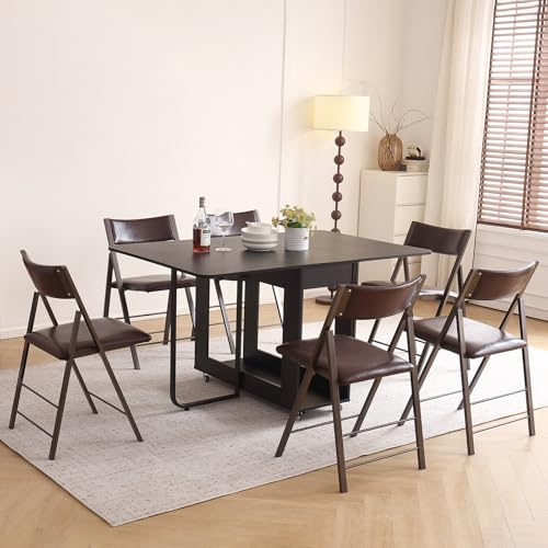 Folding Chairs 2 Pack, 450Lbs Steel Frame Foldable Dining Chairs, Brown | 1.37" Folded, Waterproof Rustproof Indoor Outdoor Padded Folding Chairs for Dining Room, Conference Rooms, Weddings, Events - color: Brown