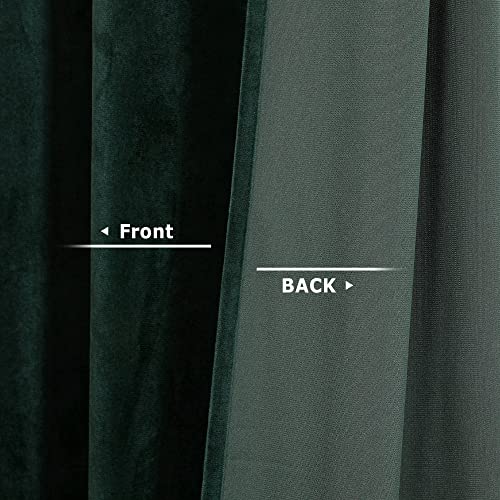 Benedeco Hunter Green Velvet Blackout Curtains 52x96, Back Tab, 2 Panels | Elegant Room Darkening Thermal Insulated Energy Saving Noise Reducing Velvet Window Drapes for Living Room, Bedroom - color: Backtab-dark Green-1, size: 52"W x 96"L (Pack of 2)