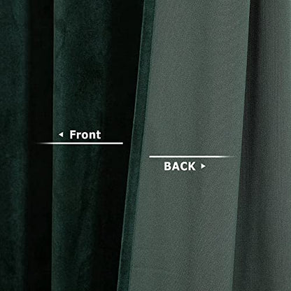Benedeco Hunter Green Velvet Blackout Curtains 52x96, Back Tab, 2 Panels | Elegant Room Darkening Thermal Insulated Energy Saving Noise Reducing Velvet Window Drapes for Living Room, Bedroom - color: Backtab-dark Green-1, size: 52"W x 96"L (Pack of 2)