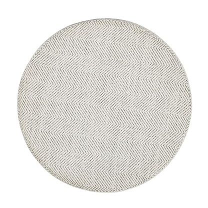 HomePop 19" Round Storage Ottoman - Cream Chevron Woven - color: Cream Chevron Woven