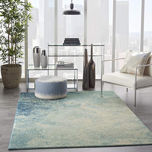 Nourison Home Passion Navy/Light Blue 3'9'' x 5'9'' Area-Rug, Modern, Abstract, Easy-Cleaning, Non Shedding, Bed Room, Living Room, Dining Room, Kitchen, (4' x 6') - color: Navy Light Blue, size: 3'9" x 5'9" (Rectangular)