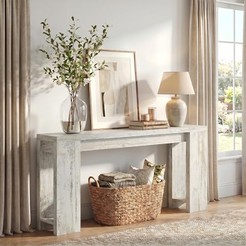 1Easylife 70.9-Inch Farmhouse Console Table, Narrow Wooden Sofa Table | Extra Long Entryway Accent Table for Living Room, Hallway, Entrance, Foyer, Distressed White - color: Distressed White