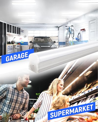(6 Pack) 4FT T5 LED Integrated Fixture, 6500K,20W,2300LM(Super Bright White) Linkable LED Shop Light,Garage Ceiling and Cabinet Light,Strip Light,Corded Electric with ON/Off Switch - size: 6 PACK