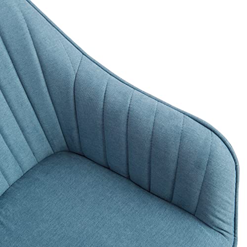 Swivel Desk Chair for Home Office, Fabric, Blue | No Wheels, Beech Wood Legs, Mid Century Modern, Upholstered, 360° Swivel, Accent Chair, Living Room, Bedroom - color: Light Blue, size: Fabric