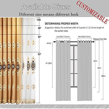 Simple Chenille Jacquard Sheer Window Elegance Curtains/Drapes/Panels/Treatments for Bedroom Living Room, 54 x 84 Inch, Top Grommets(2 Panels) - color: Coffee-sheer, size: 54"W x 84"L (Pack of 2)
