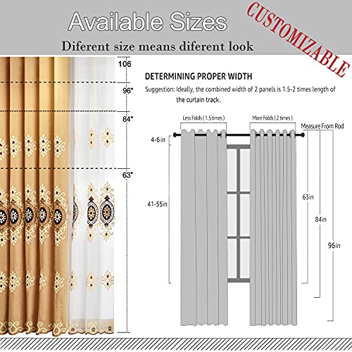 Simple Chenille Jacquard Blackout Window Elegance Curtains/Drapes/Panels/Treatments for Bedroom Living Room, 60 x 106, Top Grommets (2 Panels) | Medium Weight Fabric, Woven Texture, Soft Light Filtering, Drapes for Living Room and Dining Room Windows - co