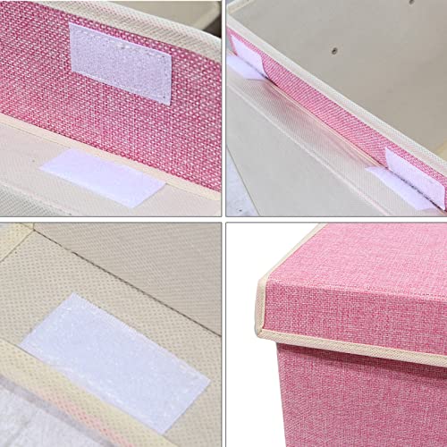 Large Toy Box Chest Storage with Flip-Top Lid, Kids Toy Storage Bin Boxes | Toy Chest with Rivets Handles for Kids, Boys, Girls, Nursery, Playroom, Living Room, Bedroom, 25"x 13" x 16" (Linen Pink) - color: Large Pink