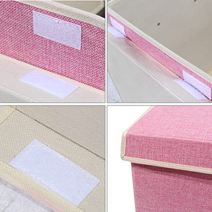 Large Toy Box Chest Storage with Flip-Top Lid, Kids Toy Storage Bin Boxes | Toy Chest with Rivets Handles for Kids, Boys, Girls, Nursery, Playroom, Living Room, Bedroom, 25"x 13" x 16" (Linen Pink) - color: Large Pink