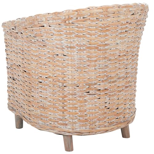 Safavieh Home Omni 18-inch Natural White Wash Rattan Barrel Chair - color: Natural White Wash / White