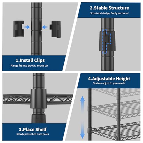 Heavy Duty Clothes Rack with Cover, 485LBS Capacity, Portable Closet Wardrobe on Wheels, Carbon Steel, Dustproof, Tool-Free Assembly, Clothes Racks for Hanging Clothes, for Bedroom, Laundry, Storage