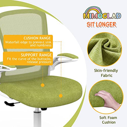Mimoglad Ergonomic High Back Mesh Office Chair, Adjustable Lumbar Support, Thickened Seat Cushion (Modern, Green Pear) - color: Green Pear