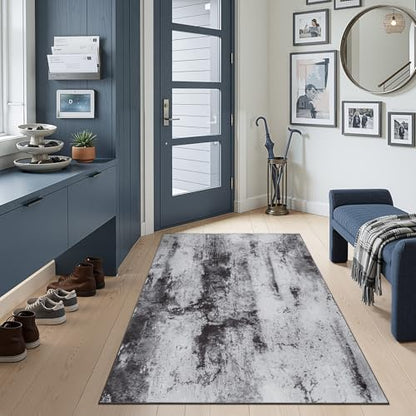 Toneed Abstract Area Rug Modern Washable Rug Soft Non Slip Rug Low Pile for Bedroom Living Room Dining Room Slate Grey 3x5 Feet - color: Slate Grey, size: 3' x 5' (Rectangular)