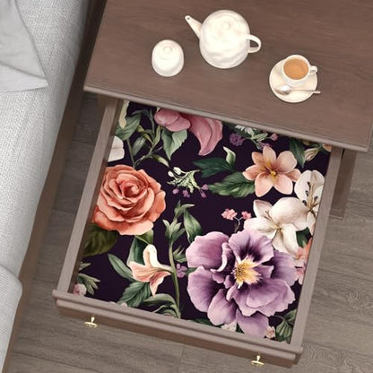 Dark Rose Peel and Stick Wallpaper 17.5" x 118",Purple | Self Adhesive/Removable/Waterproof/Thick Vinyl Contact Paper for Bathroom Bedroom Shelf Cabinet Drawer,Prepasted,Easy Peel - color: Red&Purple, size: 118" x 17.5"