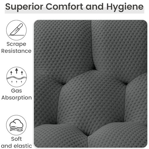 Modular Sectional Sofa,Bubble Couch Set,1 Seater+ Ottoman,Modern Upholstered Bean Bag Sofa Couch Mesh Fabric Lazy Floor Chair Living Roon Sets (Dark Gray) - color: Dark Gray, size: 48"+42"