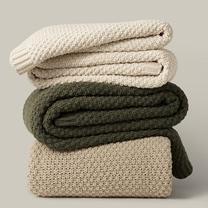 EVERGRACEHOME Chunky Chenille Knit Throw Blanket, 108x92, Sand Dune | Sculpted Moss Stitch, Chic Modern Farmhouse, All-Season Warmth, OEKO-TEX® Certified, Oversized King for Couch, Bed, Sofa - color: Sand Dune, size: 108" X 92"