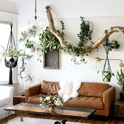 4 Pack Macrame Plant Hangers Indoor Up to 10 inch Pot, Boho Hanging Planters, Plant Holder with 8Pcs Stainless Steel Hooks(4Pcs Black Hanger) - color: 4pcs Black Hanger