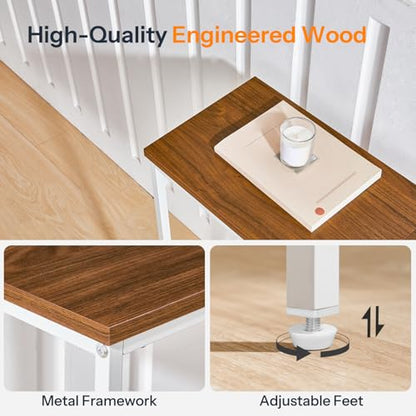 HOOBRO Narrow Console Table, 29.5" Small Entryway Table, Thin Sofa Table, Side Table, Display Table, for Hallway, Bedroom, Living Room, Foyer, White and Walnut WH75XG01 - color: White + Walnut
