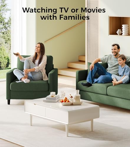 Welzona Sofa Accent Chair, 33" Reading Chair, Comfy Teddy Arm Chairs | Comfy Teddy Fabric, Tool-free Setup, Washable Covers, All-wood Couch Chairs for Living Room, Bedroom, Reading Nook, Green - color: Green, size: Standard