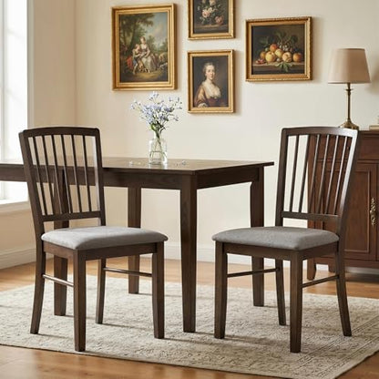 HOMCOM Farmhouse Dining Chairs Set of 2, Upholstered Linen, Burn Brown | Kitchen Chairs, Dining Room Chairs, Solid Rubberwood Legs - color: Burn Brown