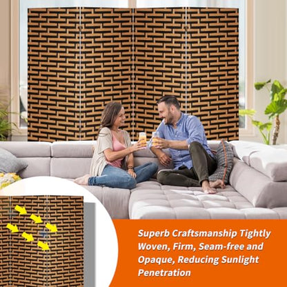 BLKMTY Room Divider, 6ft Folding Privacy Screens, Wall Divider Portable Room Seperating Freestanding Wood Screen, 4 Panels Hand-Woven Design Screen Double Hinged Dividers for Bedroom, Stack - color: Stack