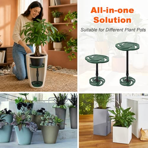 2 Pack Plant Risers for Inside Pots, 17.5-32" Rise Plastic Planter Inserts | Adjustable Height Planter Inserts for Large Pots, Pot Fillers for Tall Square Round Taper Planters (6" 8" 10" Base or Top) - size: XL Tall Lift: 17.5-32" Rise - 2Pack