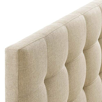Modway Lily Tufted Linen Fabric Upholstered Queen Headboard in Beige - color: Beige, size: Queen