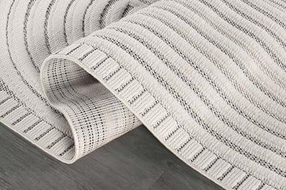 Modern Runner Rug 2x7 Luxury Swirl Curved Micro Loop Hallway Rugs Soft High-Low Pile Stain Resistant Easy to Clean Non-Shedding Durable Entryway Kitchen Indoor Area Carpet (White) - color: Curved / White, size: 2' x 7' (Rectangular)