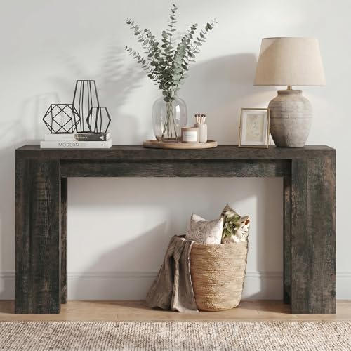 1Easylife 70.9-Inch Farmhouse Console Table, Narrow Wooden Sofa Table | Extra Long Entryway Accent Table for Living Room, Hallway, Entrance, Foyer, Black - color: Black