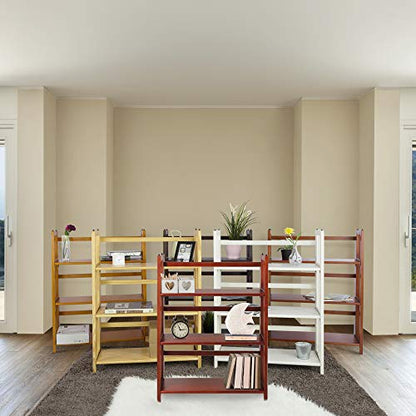 Casual Home 3-Shelf Folding Stackable Bookcase (27.5" Wide)-White - color: White, size: 3-Shelf Stackable